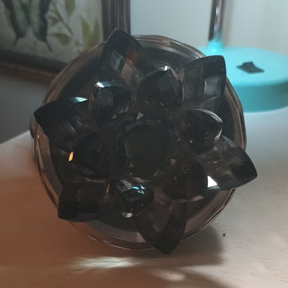 Elegant Black Crystal Flower Accent